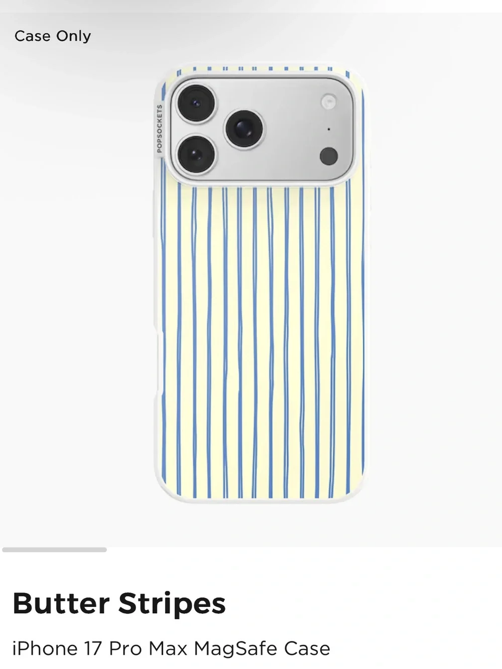 POPSOCKET MagSafe iPhone 17 Pro Max Case - Butter Stripes (Blue on Cream)